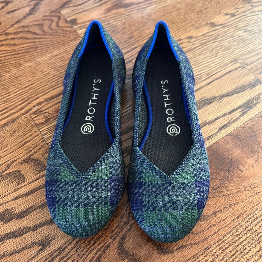 Rothys The Flat Flats in Discontinued Forest Tartan Plaid Color Way Womens 8 - Picture 5 of 15